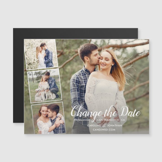Change the Date Postponed Wedding Photo Collage (Front/Back)