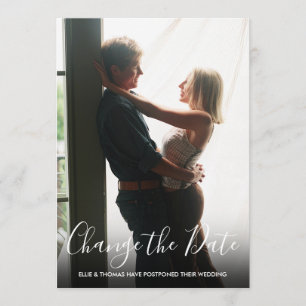 Change the Date Postponed Wedding Script Photo Invitation