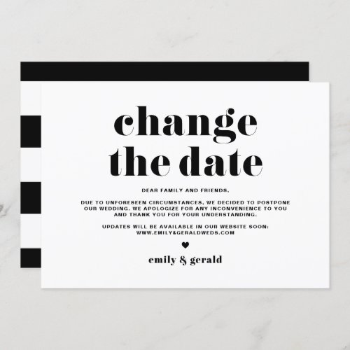 Change the Date Retro Bold Typography Postponement Invitation