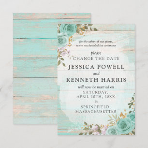 Change The Date Rustic Rescheduled Wedding Card
