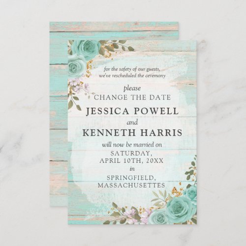 Change The Date Rustic Rescheduled Wedding Card