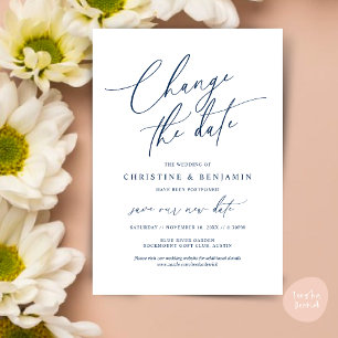 Change the date, Save our new wedding date card