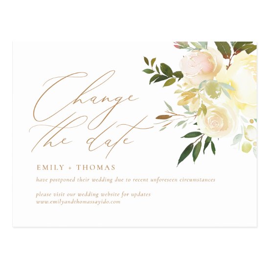 Change the Date Script Elegant Watercolor Floral Postcard