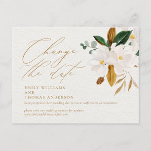 Change the Date Script Elegant Watercolor Magnolia Postcard