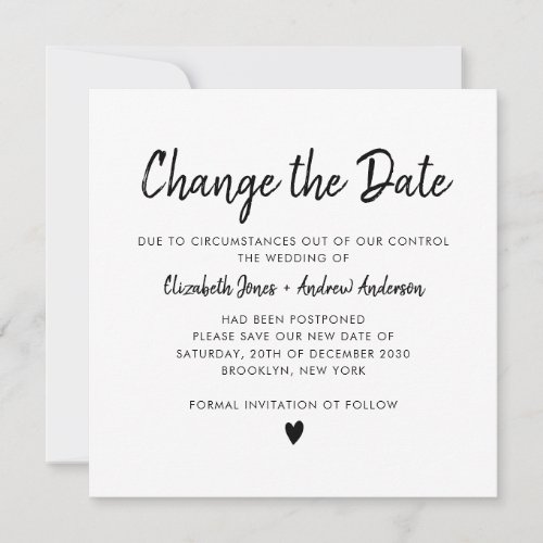 Change the Date Script Heart Modern Minimalist Announcement