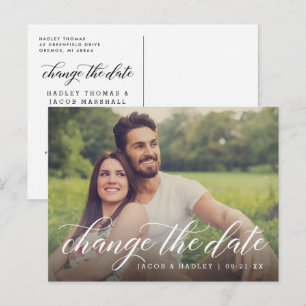 Change the Date Script Photo Announcement Postcard