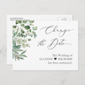 Change the Date Script Simple Elegant Eucalyptus Postcard (Front/Back)