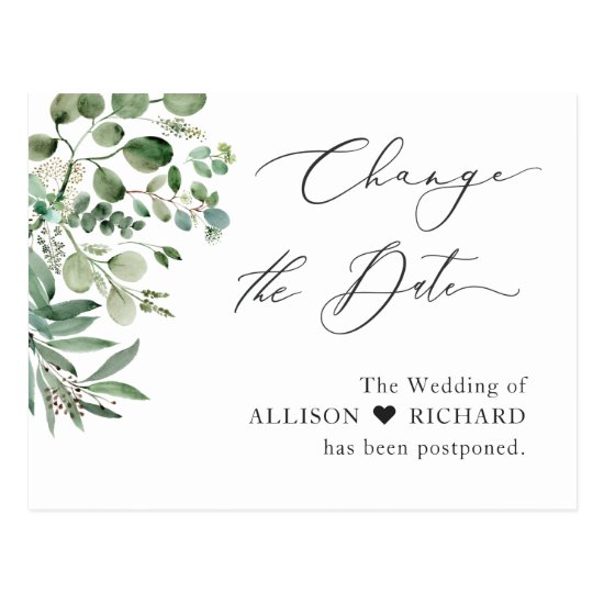 Change the Date Script Simple Elegant Eucalyptus Postcard