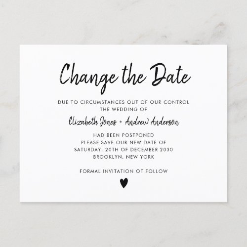 Change the Date Script Simple Minimalist Modern Announcement Postcard