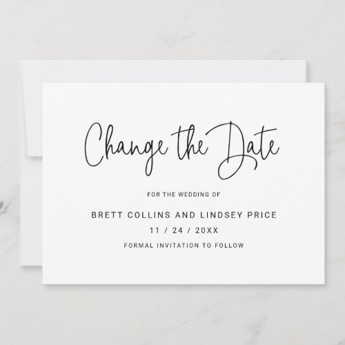 Change the Date Simple Black Script Typography Save The Date