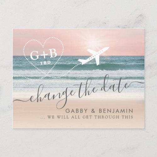 Change the Date TBD Beach Wedding Postcard