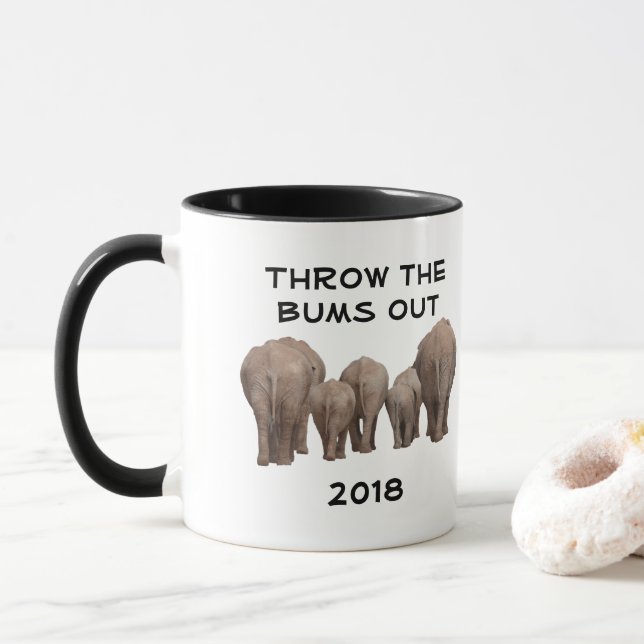 Change the Date to 2020 Throw the Bums Out Mug (With Donut)