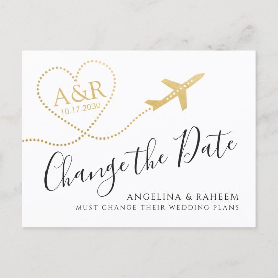 Change the Date Travel Destination Wedding Announcement Postcard