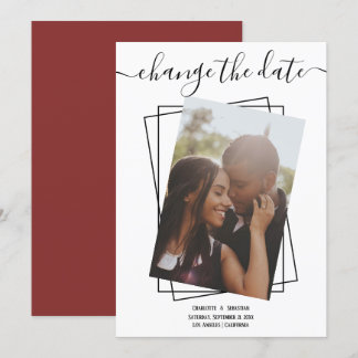 Change The Date Typography Photo Wedding Card