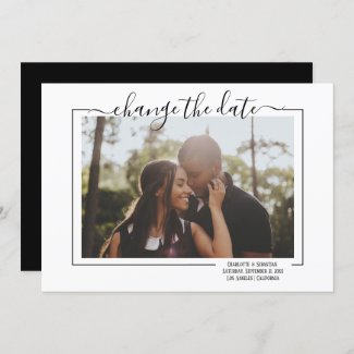 Change The Date Typography Photo Wedding Card