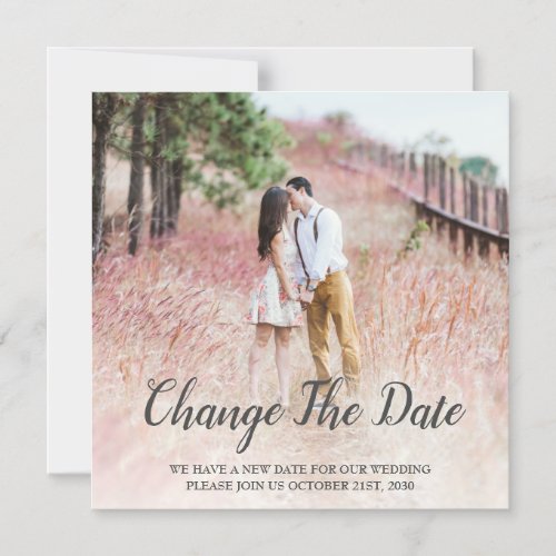 Change The Date Wedding Calligraphy Photo  Magnetic Invitation