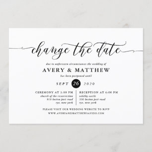 Change The Date Wedding Ceremony and Reception Invitation