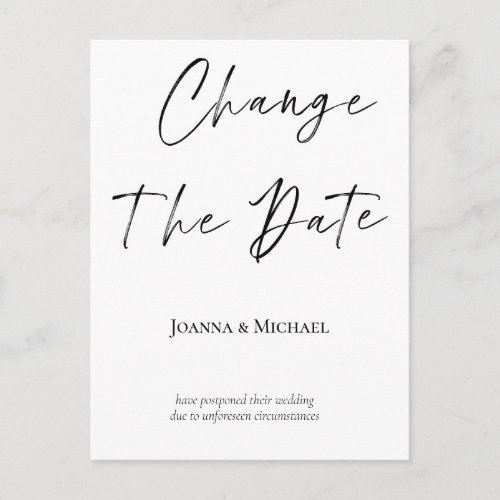 Change the Date Wedding Date Announcement Postcard