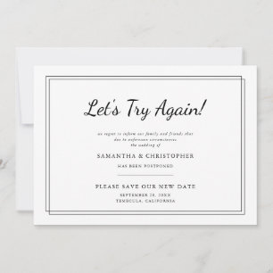 Change the Date Wedding Let's Try Again Announcement