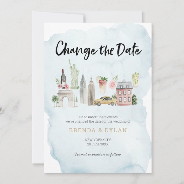 Change the date Wedding New York City invitation (Front)