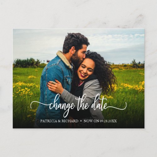Change The Date Wedding Postponed Announcement Postcard