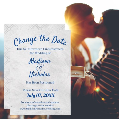 Change the Date Wedding Postponed Grey Parchment Save The Date