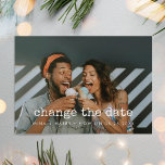 Change the date wedding postponement photo postcard<br><div class="desc">You have to postpone or cancel your wedding or celebration? Share the news with this lovely photo postcard,  fully customizable font and colors.</div>