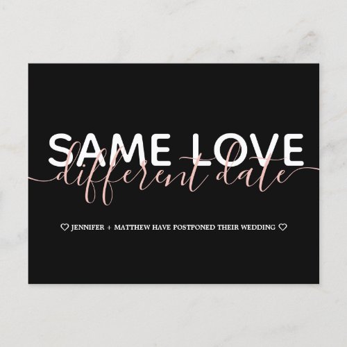 Change the Date Wedding Typography Photo Announcement Postcard