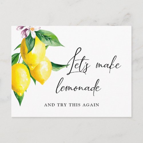 Change the Date Wedding Watercolor Lemons Greenery Postcard