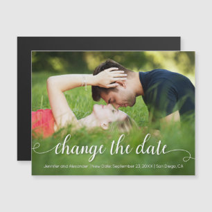 Change the Date White Outdoor Photo Magnetic Invitation