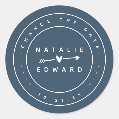 Change the plan wedding cancellation postponement classic round sticker