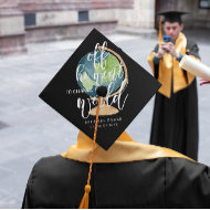 Change the World   Earth Globe Custom Monogram Graduation Cap Topper