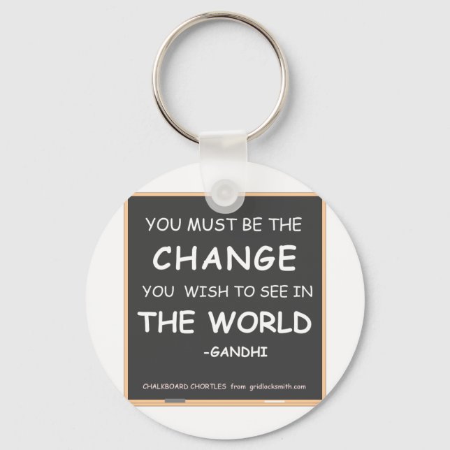 CHANGE THE WORLD-GANDHI KEYCHAIN (Front)