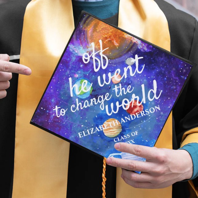 Change the World Globe Custom Monogram Graduation Cap Topper (Creator Uploaded)