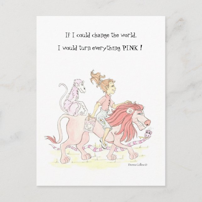 Change the world Pink Postcard (Front)