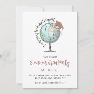 Change the World Simple Minimalist Graduation Invitation