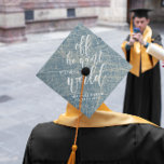 Change the World | World Map Custom Monogram  Graduation Cap Topper<br><div class="desc">You've earned it - so why not show it off!! This grad cap topper can be personalized with your name, school, graduating year and your own photo(s). Leave a lasting impression with this stunning personalized design. Add your custom wording to this design by using the "Edit this design template" boxes...</div>