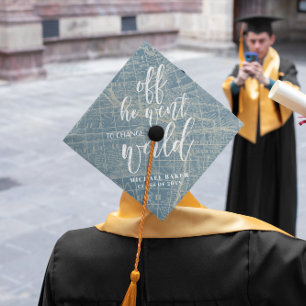 Change the World   World Map Custom Monogram  Graduation Cap Topper
