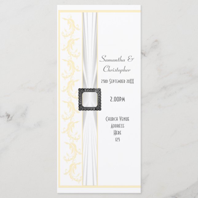 Change to any color white church wedding program (Front)