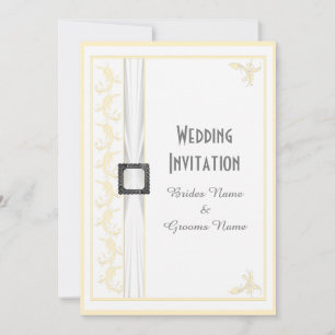 Change to any color white traditional wedding invitation