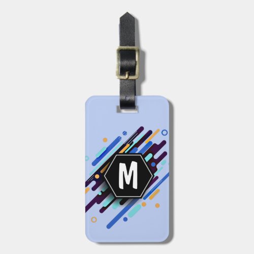 Change To Any Initial Blue Paint Stripes Luggage Tag