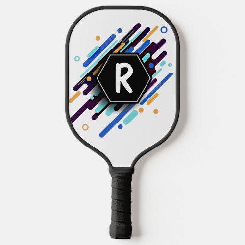 Change To Any Initial on Blue Paint Stripes Pickleball Paddle