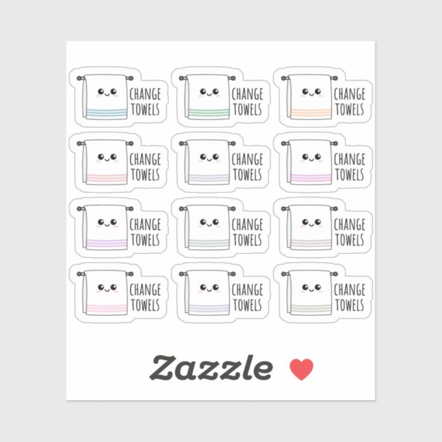 Change Towels Laundry Cleaning Chores Reminder  Sticker (Sheet)