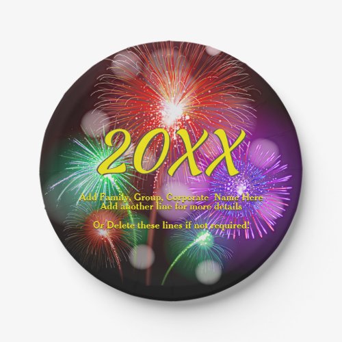 Change Year Add Any Name Text New Year Fireworks  Paper Plates