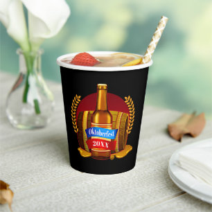 Change Year Oktoberfest 20xx Beer Bottle Barrel Paper Cups