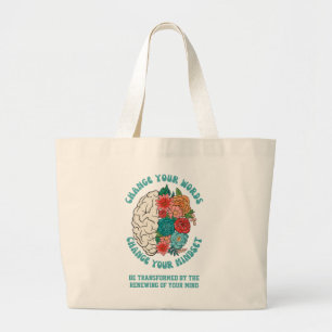 CHANGE YOUR WORDS Change Your Mindset Christian Large Tote Bag