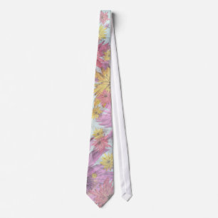 Changeable color background crazy flowers tie