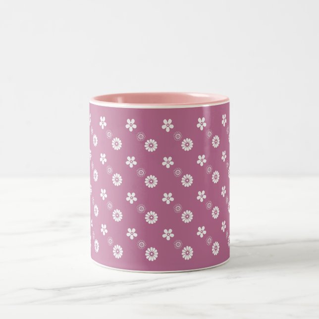 Changeable Color background retro style floral mug (Center)