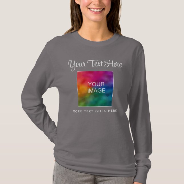 Changeable Color Text Image Womens Script Template T-Shirt (Front)