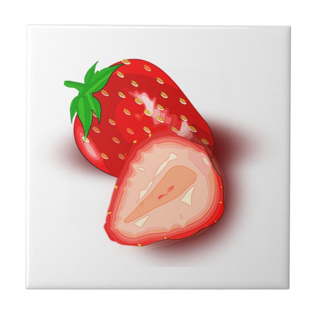 Changeable Image Design Template Strawberry Fruit Ceramic Tile (Front)